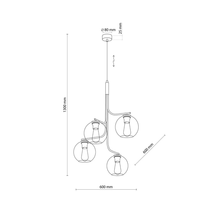 LED-riippuvalaisin vaijerilla CESAR 4xE27/15W/230V musta/savunharmaa