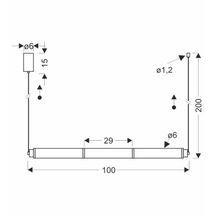 LED-riippuvalaisin vaijerilla CORTE LED/25W/230V musta