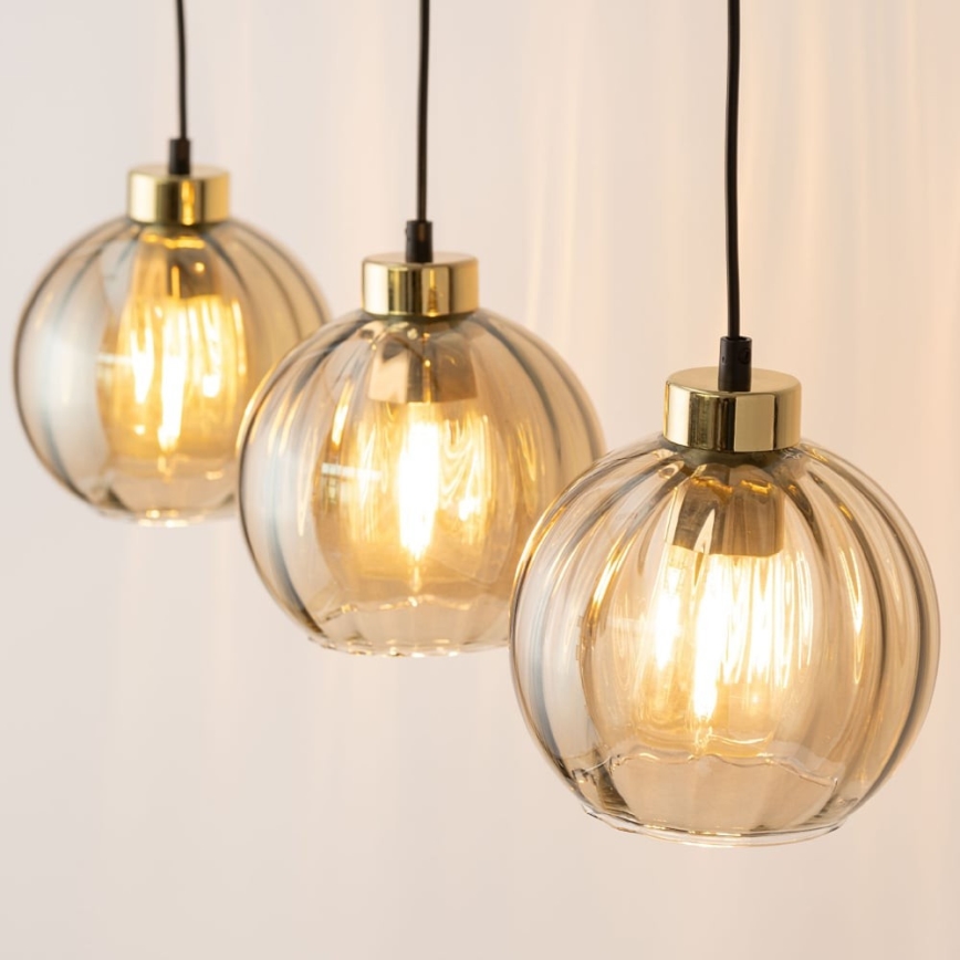 LED-riippuvalaisin vaijerilla DEVI 3xE27/15W/230V musta/savunbeige