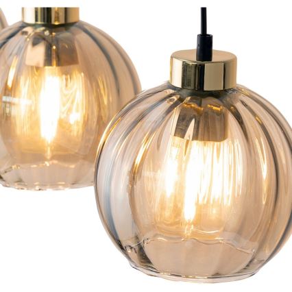 LED-riippuvalaisin vaijerilla DEVI 3xE27/15W/230V musta/savunbeige