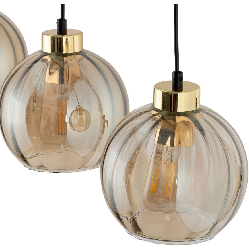 LED-riippuvalaisin vaijerilla DEVI 3xE27/15W/230V musta/savunbeige