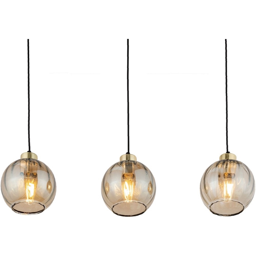 LED-riippuvalaisin vaijerilla DEVI 3xE27/15W/230V musta/savunbeige