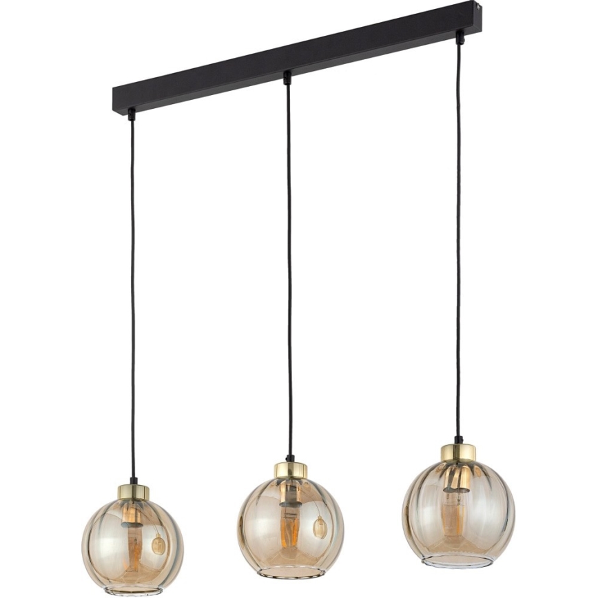 LED-riippuvalaisin vaijerilla DEVI 3xE27/15W/230V musta/savunbeige