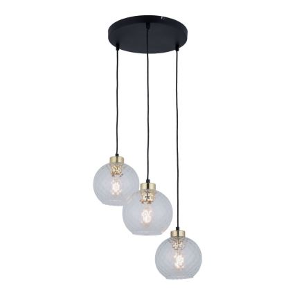 LED-riippuvalaisin vaijerilla DEVON 3xE27/15W/230V musta/kirkas