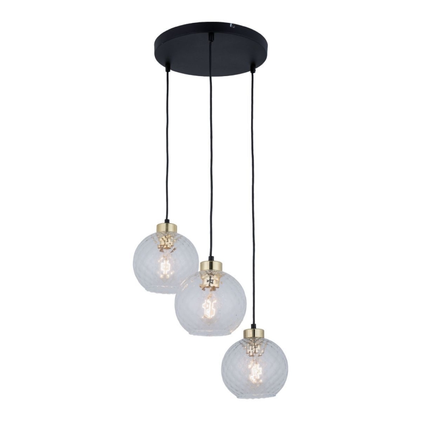 LED-riippuvalaisin vaijerilla DEVON 3xE27/15W/230V musta/kirkas