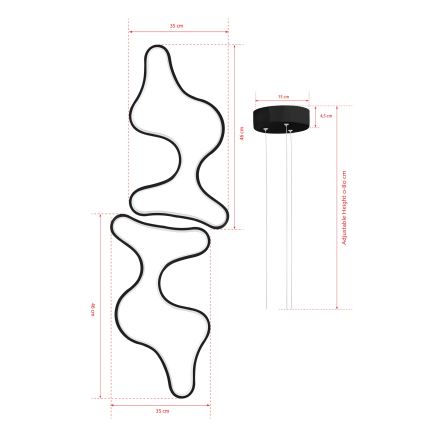 LED-riippuvalaisin vaijerilla DUPLE ARTISAN LED/80W/230V 6500K musta