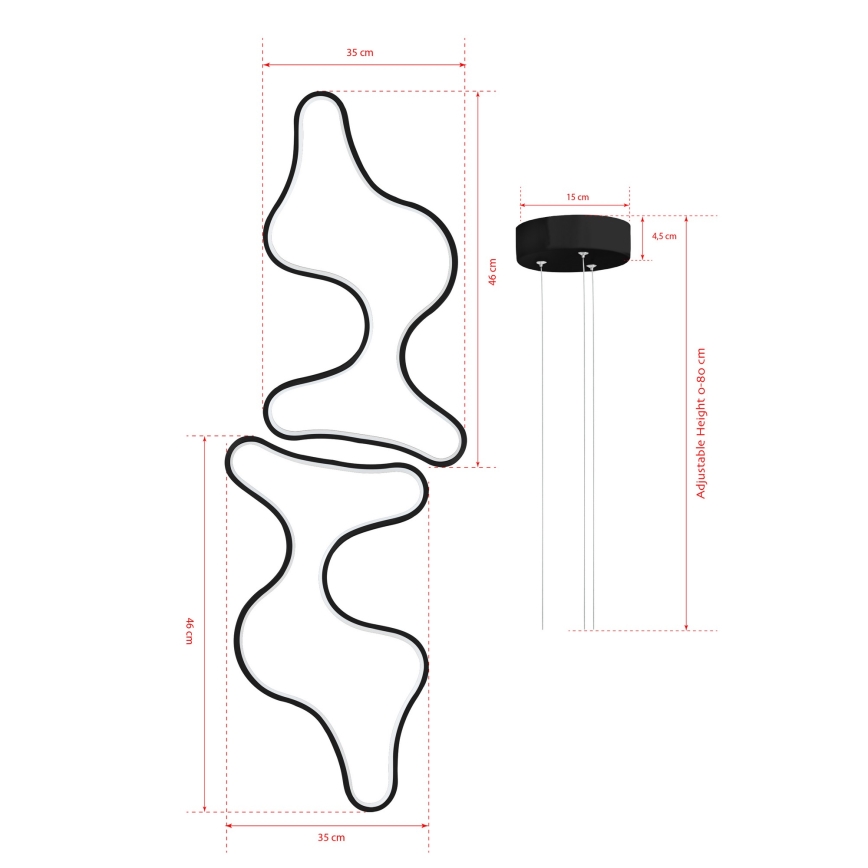 LED-riippuvalaisin vaijerilla DUPLE ARTISAN LED/80W/230V 6500K musta