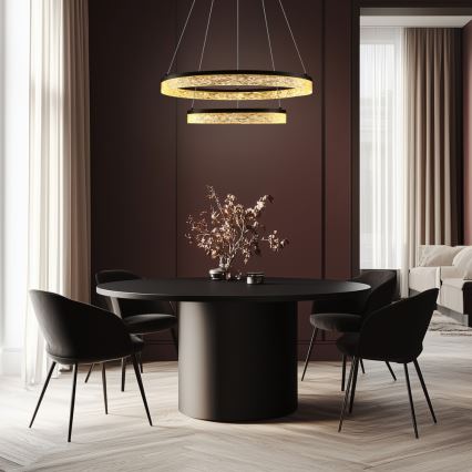 LED-riippuvalaisin vaijerilla FROZI LED/38W/230V, halkaisija 60 cm, musta