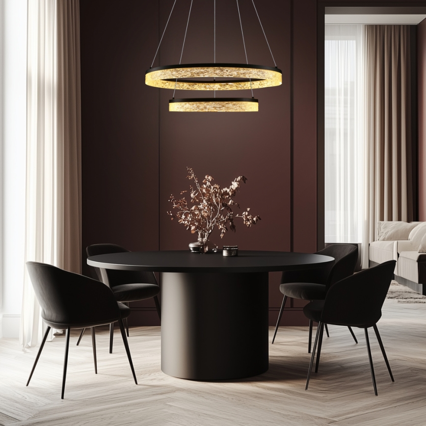 LED-riippuvalaisin vaijerilla FROZI LED/38W/230V, halkaisija 60 cm, musta