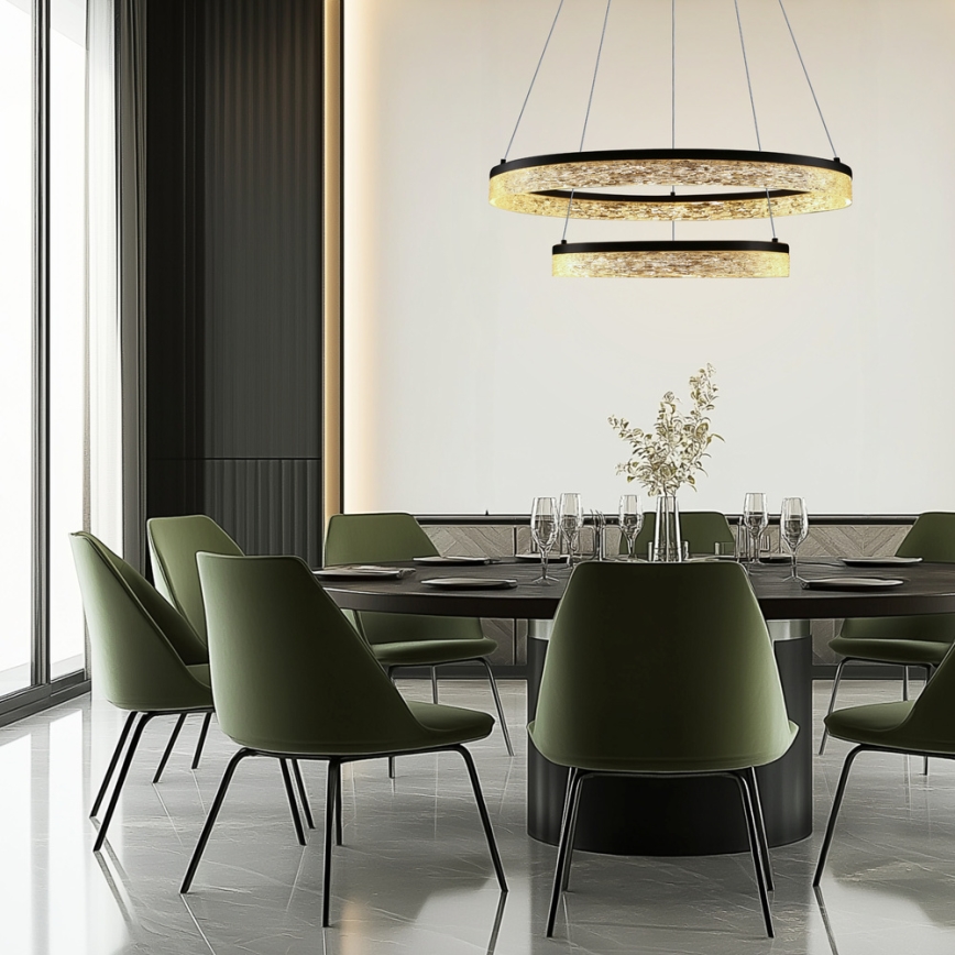 LED-riippuvalaisin vaijerilla FROZI LED/38W/230V, halkaisija 60 cm, musta