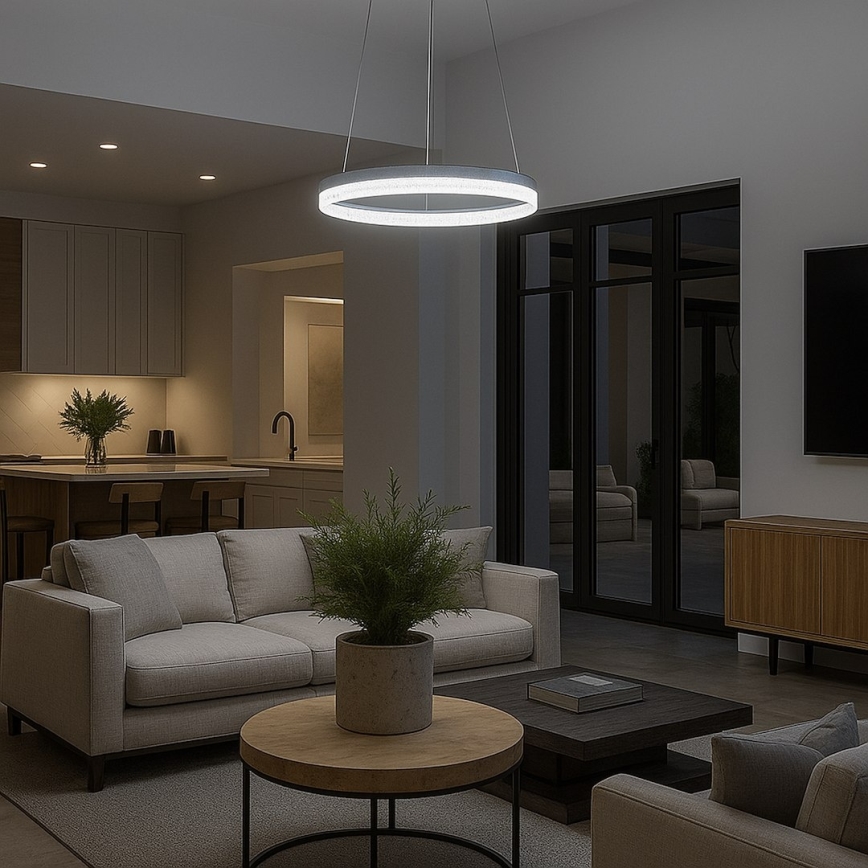 LED-riippuvalaisin vaijerilla GALA LED/25W/230V, halkaisija 50 cm, hopeanvärinen