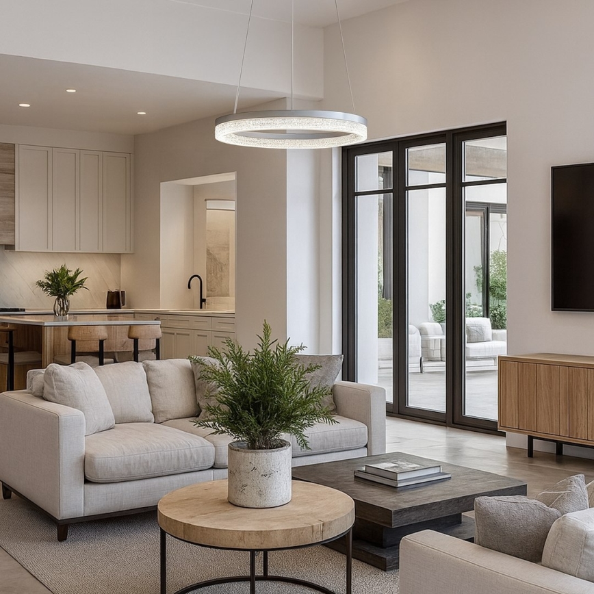 LED-riippuvalaisin vaijerilla GALA LED/25W/230V, halkaisija 50 cm, hopeanvärinen