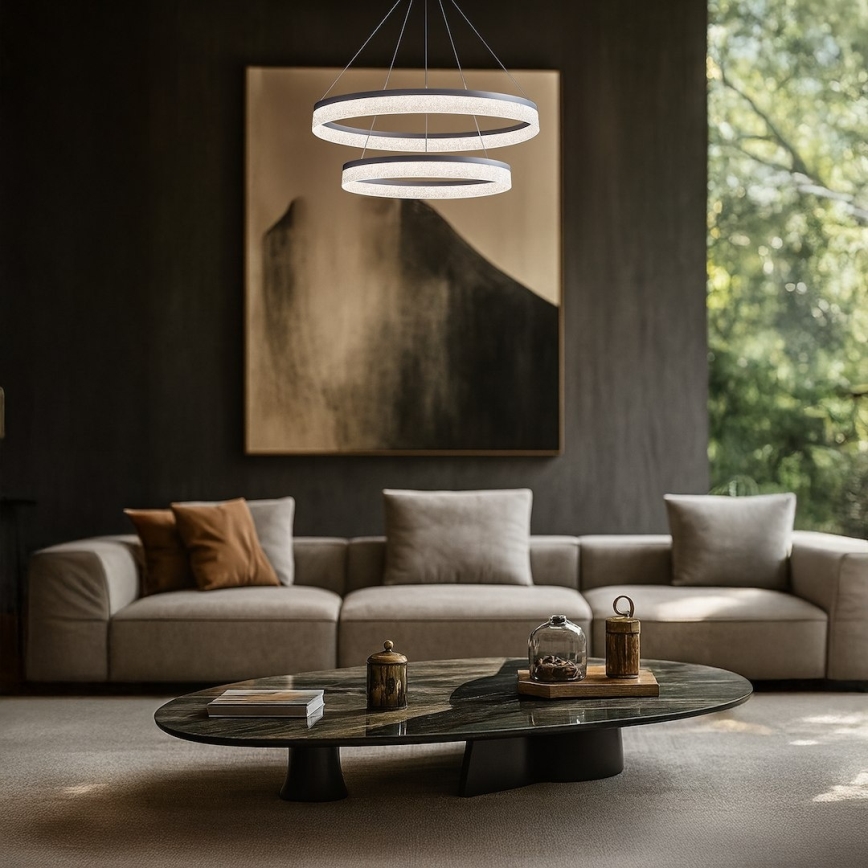 LED-riippuvalaisin vaijerilla GALA LED/54W/230V Ø 60 cm hopea