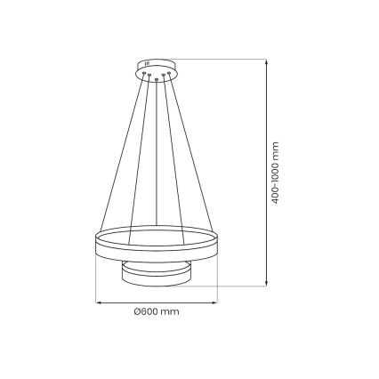 LED-riippuvalaisin vaijerilla GALA LED/54W/230V Ø 60 cm hopea