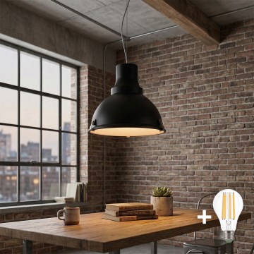 LED-riippuvalaisin vaijerilla INDUSTRY 1xE27/60W/230V musta