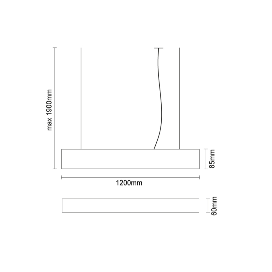 LED-riippuvalaisin vaijerilla LED/55W/230V 3000/4000/6500K 120 cm valkoinen