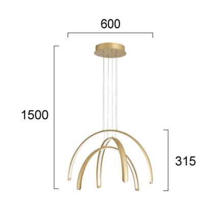 LED-riippuvalaisin vaijerilla MEGAN LED/41W/230V, kultainen