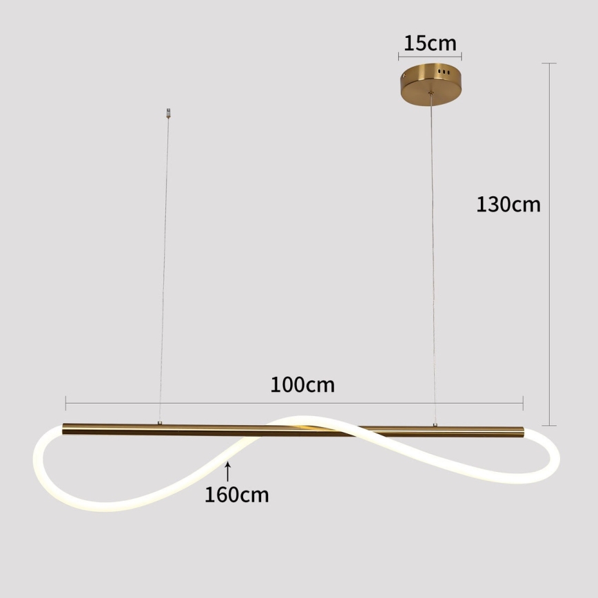 LED-riippuvalaisin vaijerilla MELECA LED/24W/230V 3000/4000/6000K 100 cm kultainen