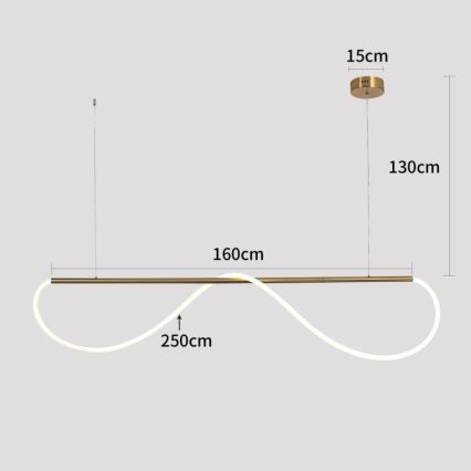 LED-riippuvalaisin vaijerilla MELECA LED/36W/230V 3000/4000/6000K 160 cm kultainen