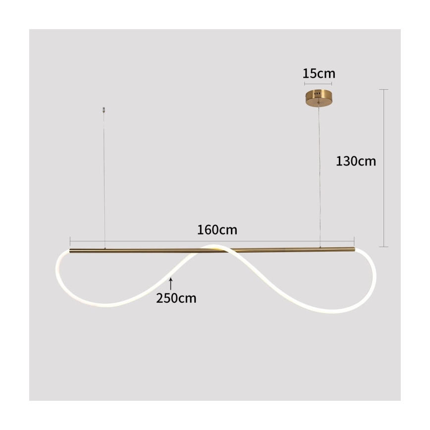 LED-riippuvalaisin vaijerilla MELECA LED/36W/230V 3000/4000/6000K 160 cm kultainen