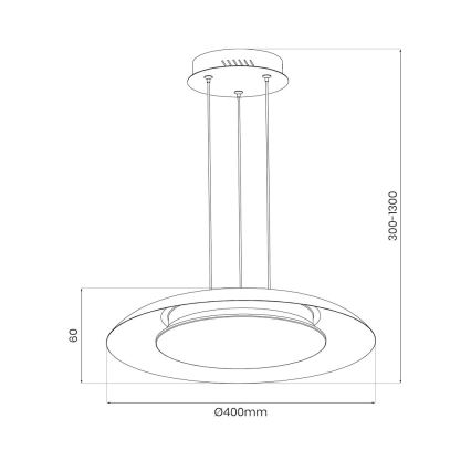 LED-riippuvalaisin vaijerilla PIATTINO LED/30W/230V 2700/3200/4000K halkaisija 40 cm musta/kulta