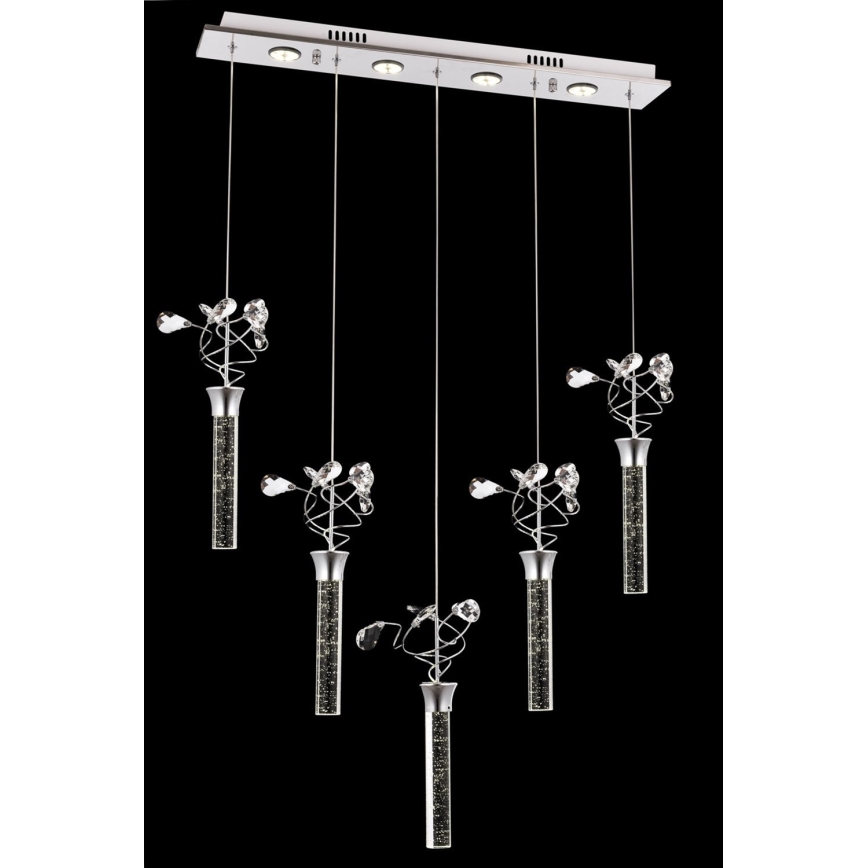 LED-riippuvalaisin vaijerilla PIGEON 5xLED/6W/230V 6500K kiiltävä kromi