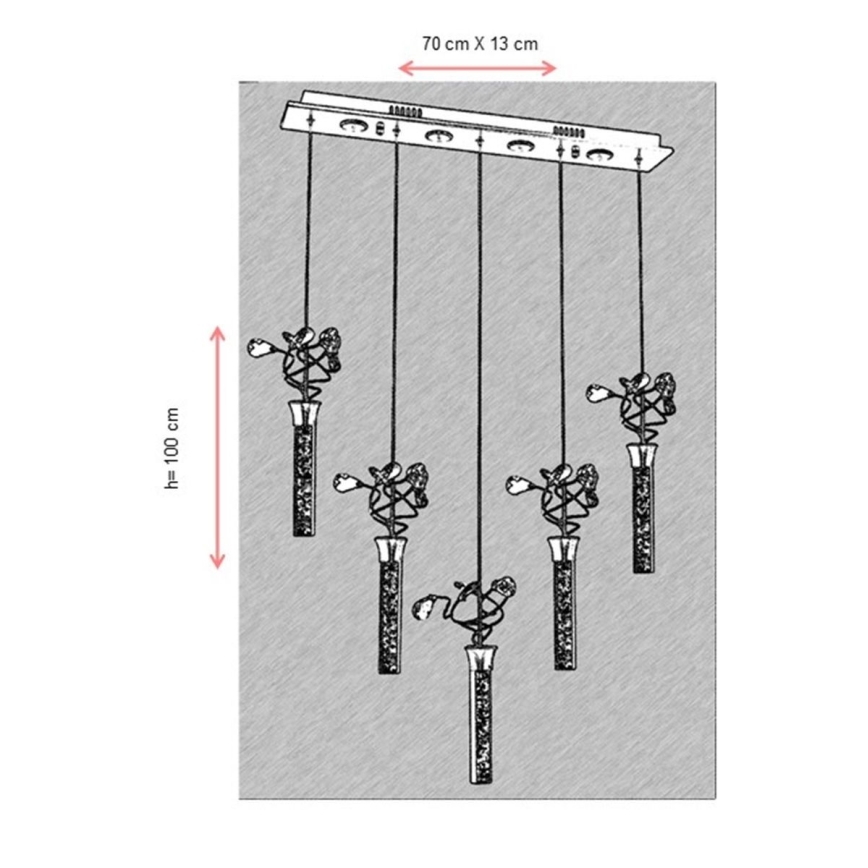 LED-riippuvalaisin vaijerilla PIGEON 5xLED/6W/230V 6500K kiiltävä kromi