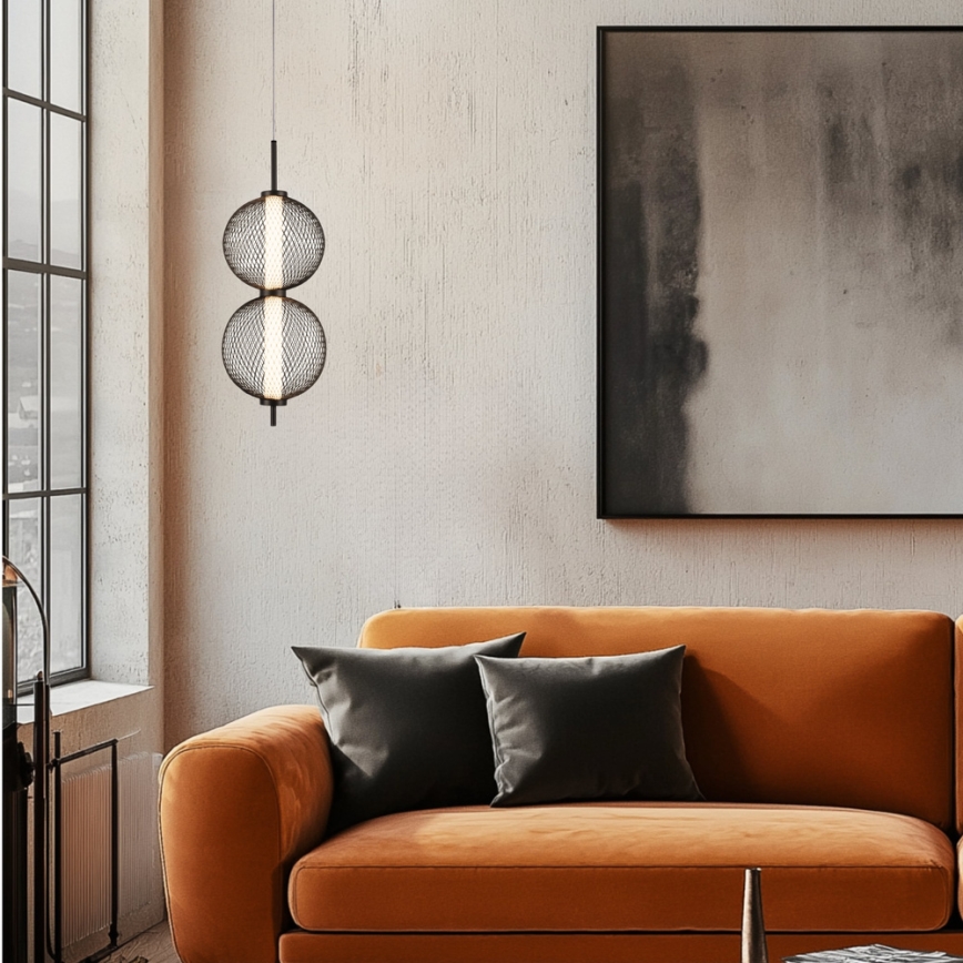 LED-riippuvalaisin vaijerilla PUMA LED/10W/230V, halkaisija 14 cm, musta