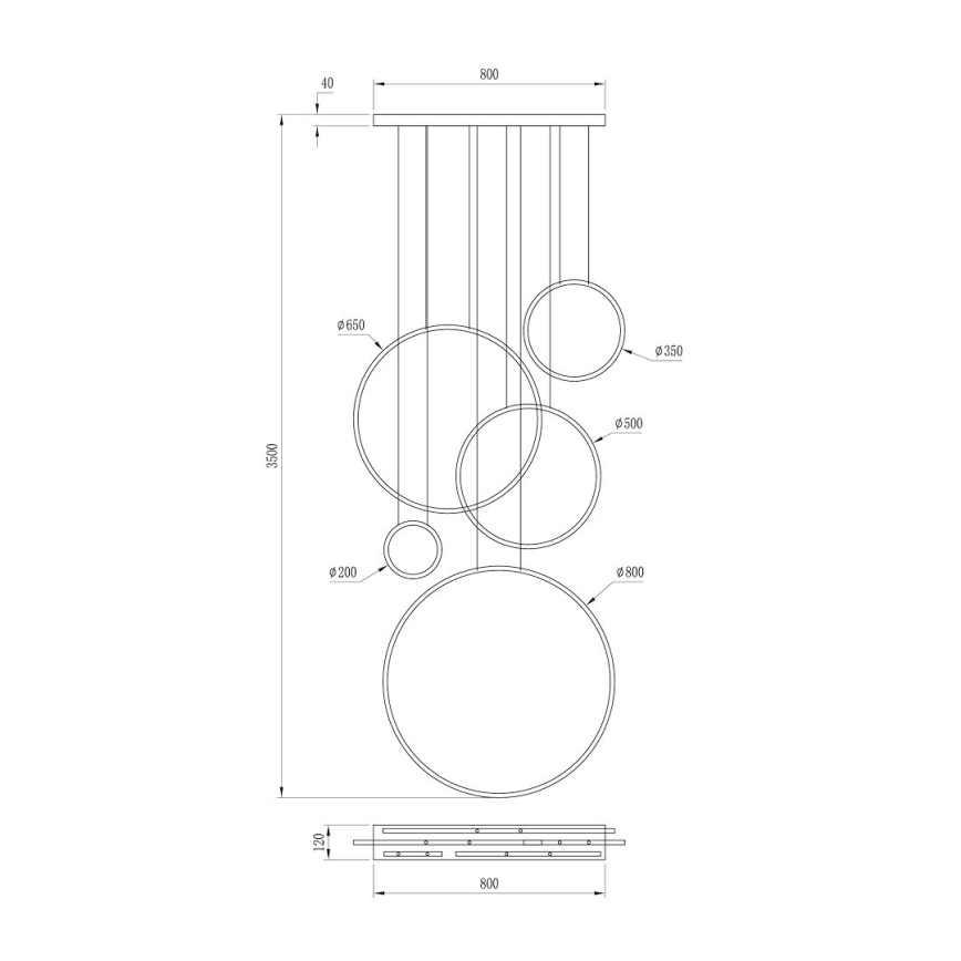LED-riippuvalaisin vaijerilla SATURNO LED/100W/230V, kultainen