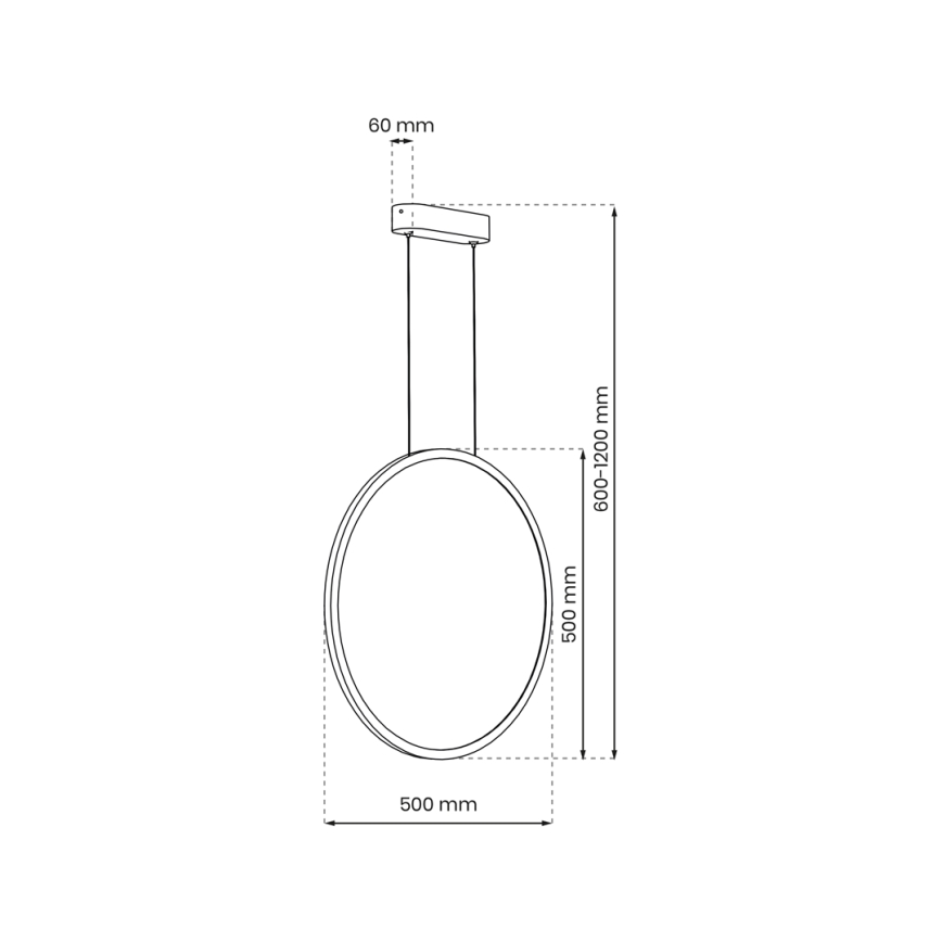 LED-riippuvalaisin vaijerilla SATURNO LED/28W/230V halkaisija 50 cm IP44 musta