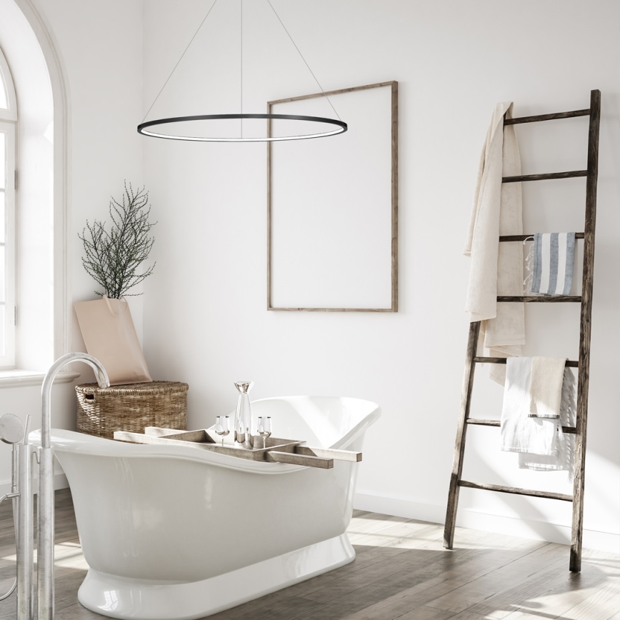 LED-riippuvalaisin vaijerilla SATURNO LED/57W/230V Ø 100 cm IP44 musta