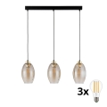 LED-riippuvalaisin vaijerilla SEBO 3xE27/15W/230V musta/savunbeige