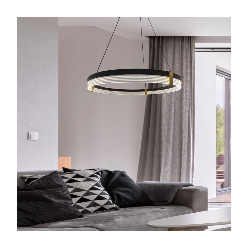 LED-riippuvalaisin vaijerilla TRIANGLE LED/40W/230V 3000/4000/6000K halkaisija 60 cm musta