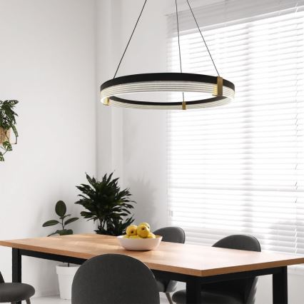 LED-riippuvalaisin vaijerilla TRIANGLE LED/40W/230V 3000/4000/6000K halkaisija 60 cm musta