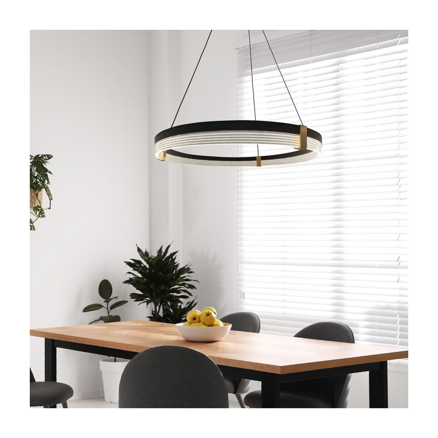 LED-riippuvalaisin vaijerilla TRIANGLE LED/40W/230V 3000/4000/6000K halkaisija 60 cm musta