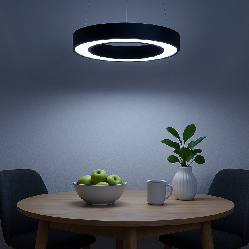 LED-riippuvalaisin vaijerilla UNION LED/40W/230V 3000/4000/6500K, halkaisija 40 cm, musta