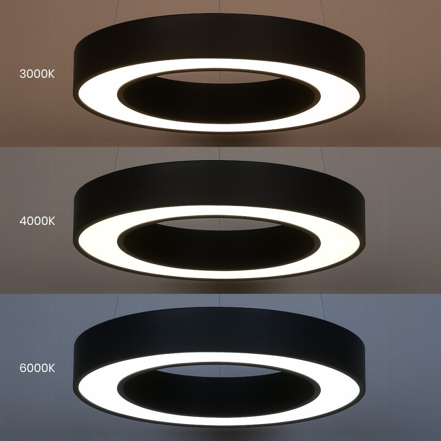LED-riippuvalaisin vaijerilla UNION LED/40W/230V 3000/4000/6500K, halkaisija 40 cm, musta