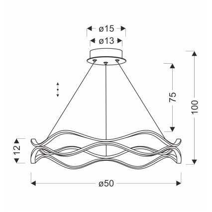 LED-riippuvalaisin vaijerilla VAVE LED/28W/230V ruusukulta