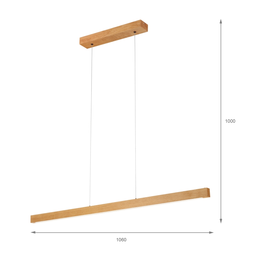 LED-riippuvalaisin vaijerilla VERDE LED/18W/230V 3000K 106 cm tammi