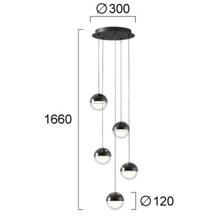 LED-riippuvalaisin vaijerilla ZIREA LED/30W/230V musta