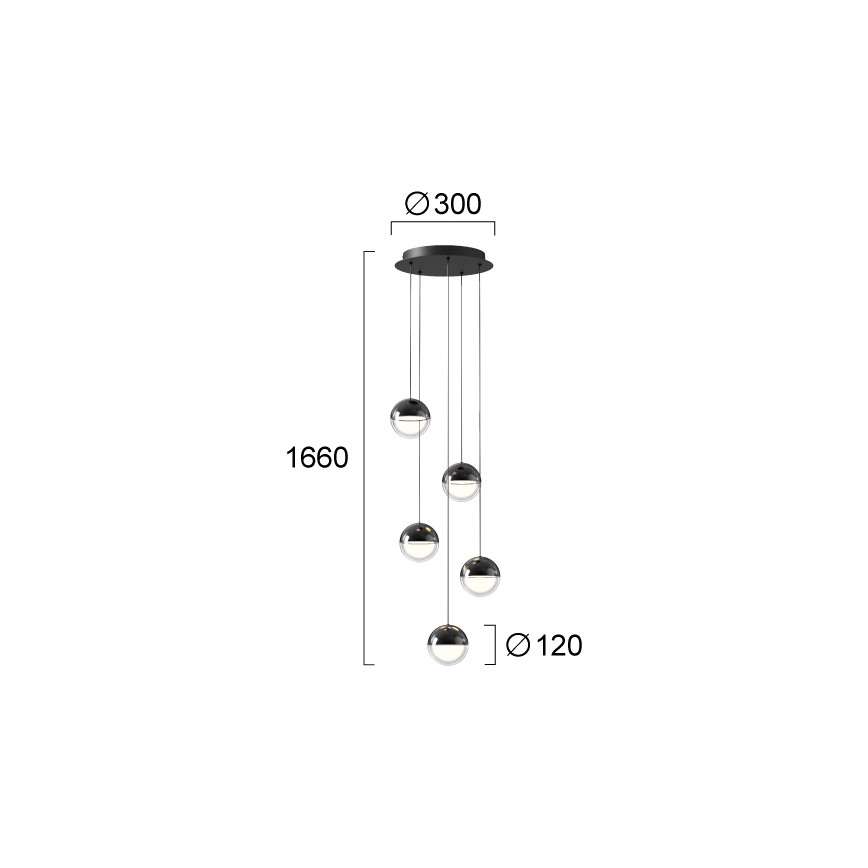 LED-riippuvalaisin vaijerilla ZIREA LED/30W/230V musta