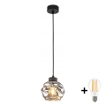LED-riippuvalaisin vaijerilla ZULIA 1xE27/15W/230V musta/savunmusta