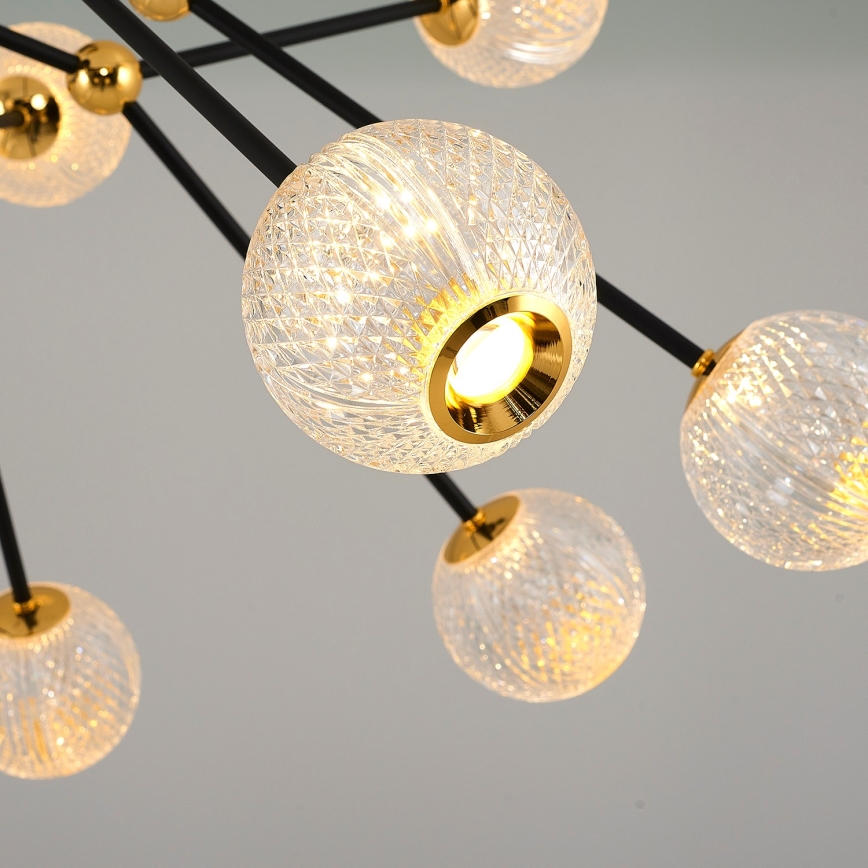 LED-riippuvalaisin varrella GELA 16xLED/5W/230V 3000K musta/kultainen