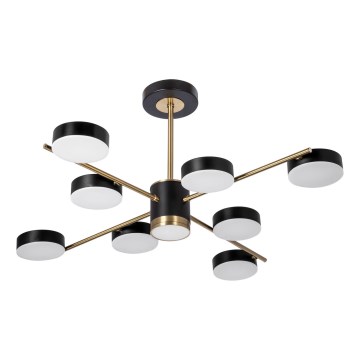 LED-riipuskattokruunu 8xLED/7W/230V + LED/6W 3000-6000K halkaisija 77 cm kulta/musta