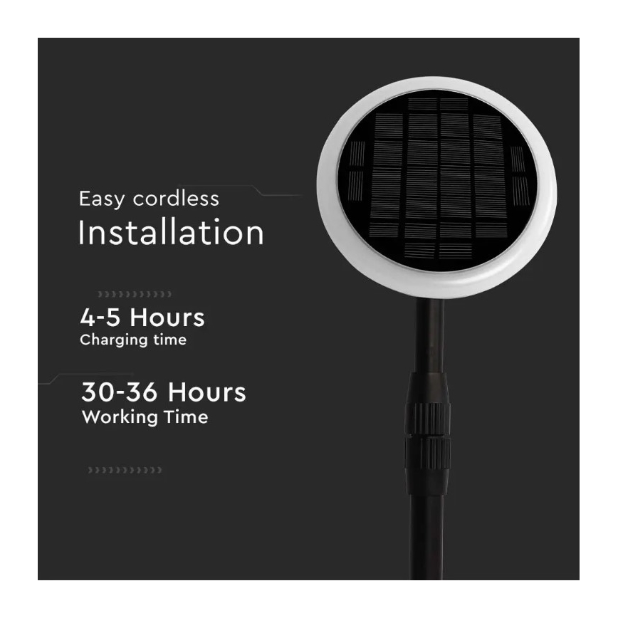 Säädettävä LED-aurinkolamppu GARDEN LED/8W/5V 60-129 cm 4000K IP65 2000 mAh