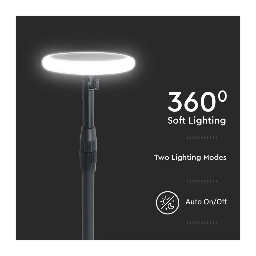 Säädettävä LED-aurinkolamppu GARDEN LED/8W/5V 60-129 cm 4000K IP65 2000 mAh