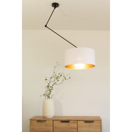 LED-säädettävä riippuvalaisin tangolla GORTA 1xE27/60W/230V valkoinen/kulta