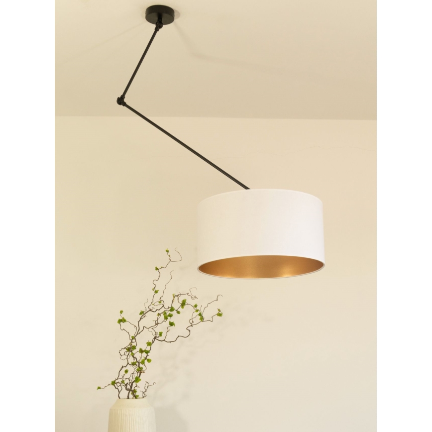 LED-säädettävä riippuvalaisin tangolla GORTA 1xE27/60W/230V valkoinen/kulta