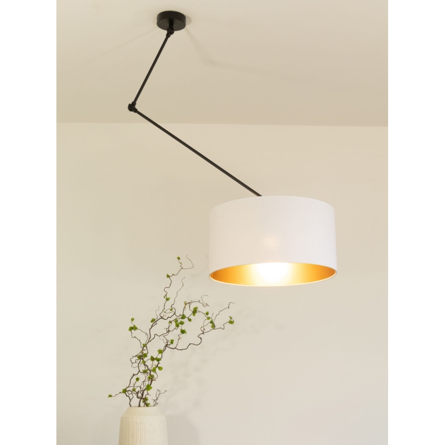 LED-säädettävä riippuvalaisin tangolla GORTA 1xE27/60W/230V valkoinen/kulta