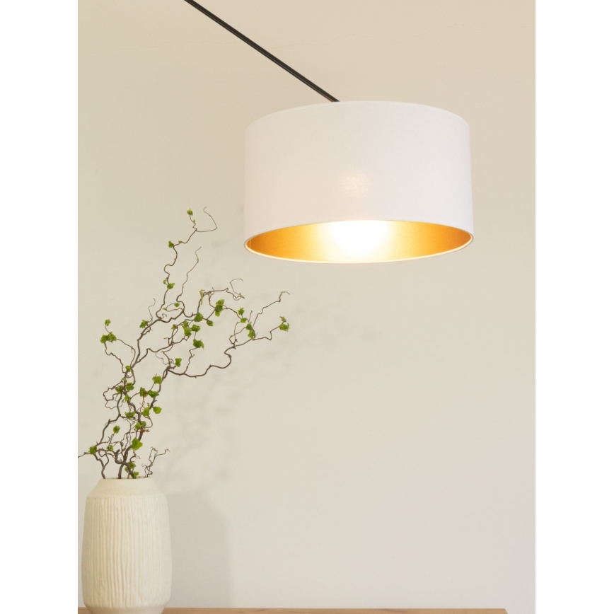 LED-säädettävä riippuvalaisin tangolla GORTA 1xE27/60W/230V valkoinen/kulta